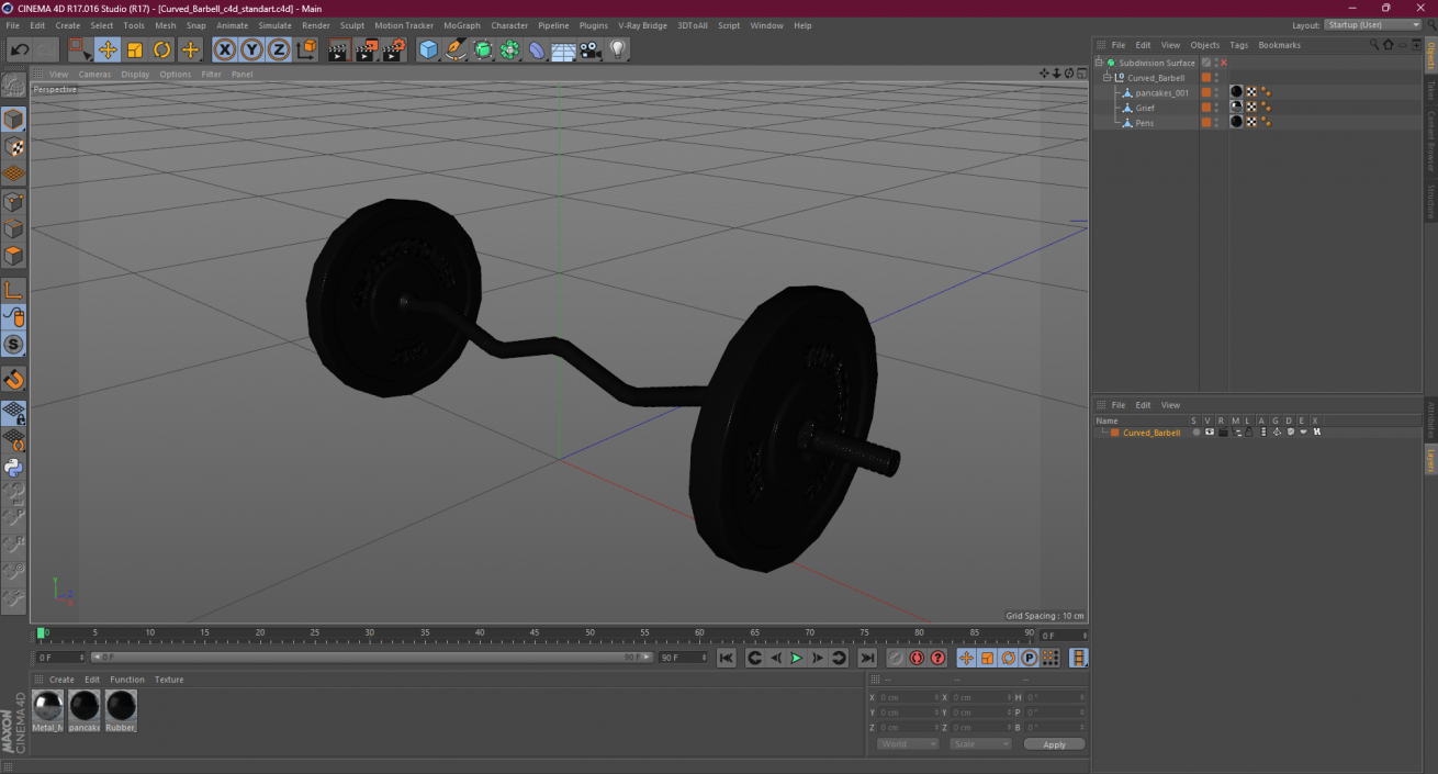 Curved Barbell 3D model