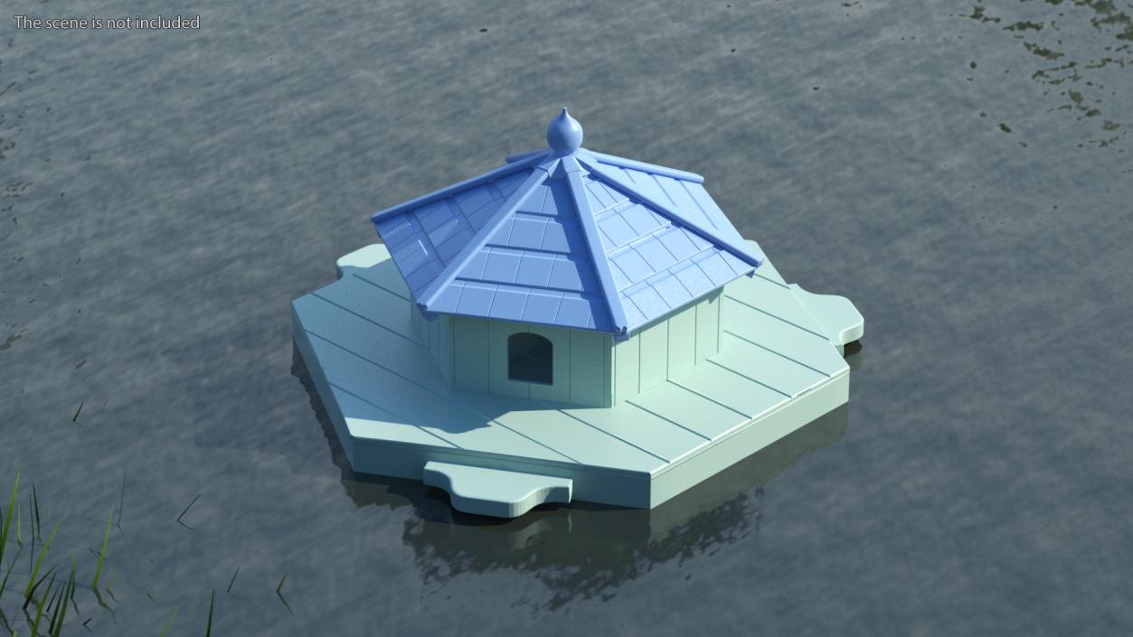 3D Wooden Duck House Floating Blue