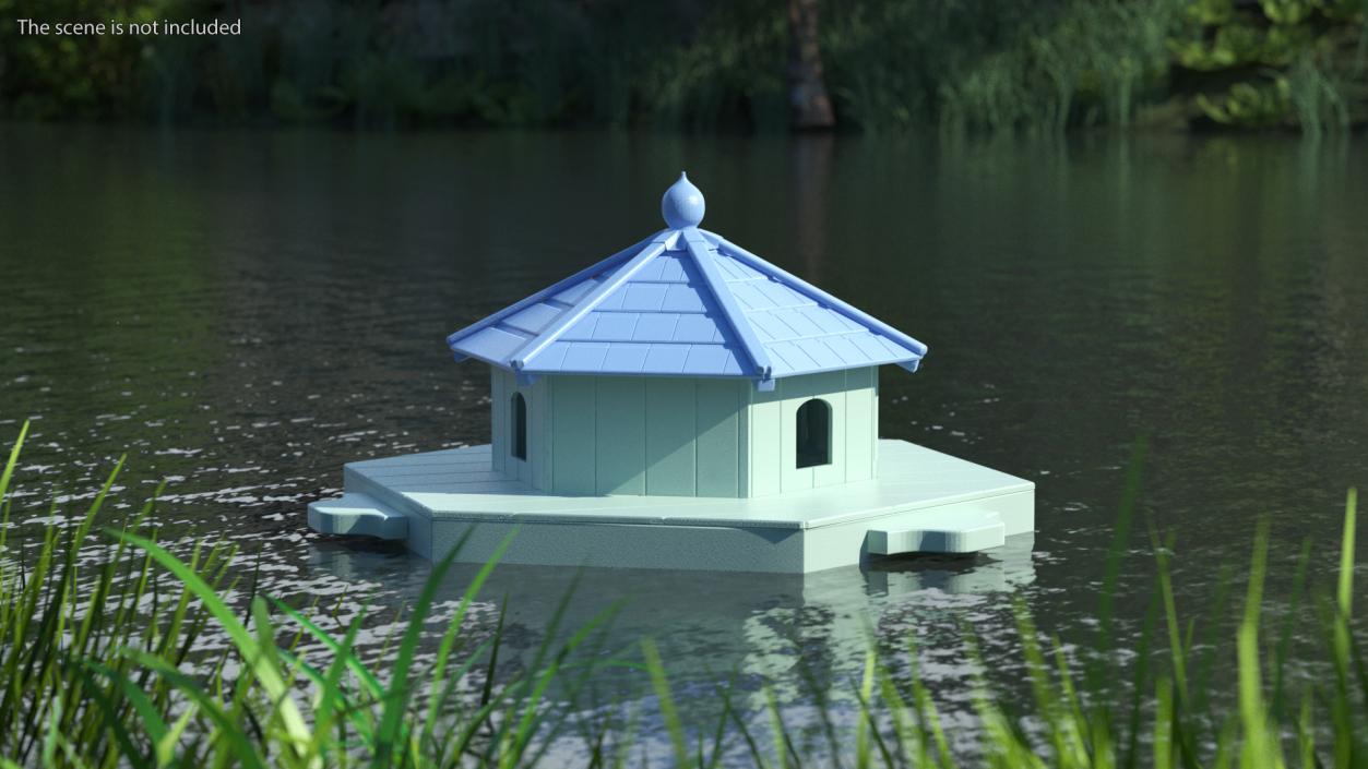 3D Wooden Duck House Floating Blue