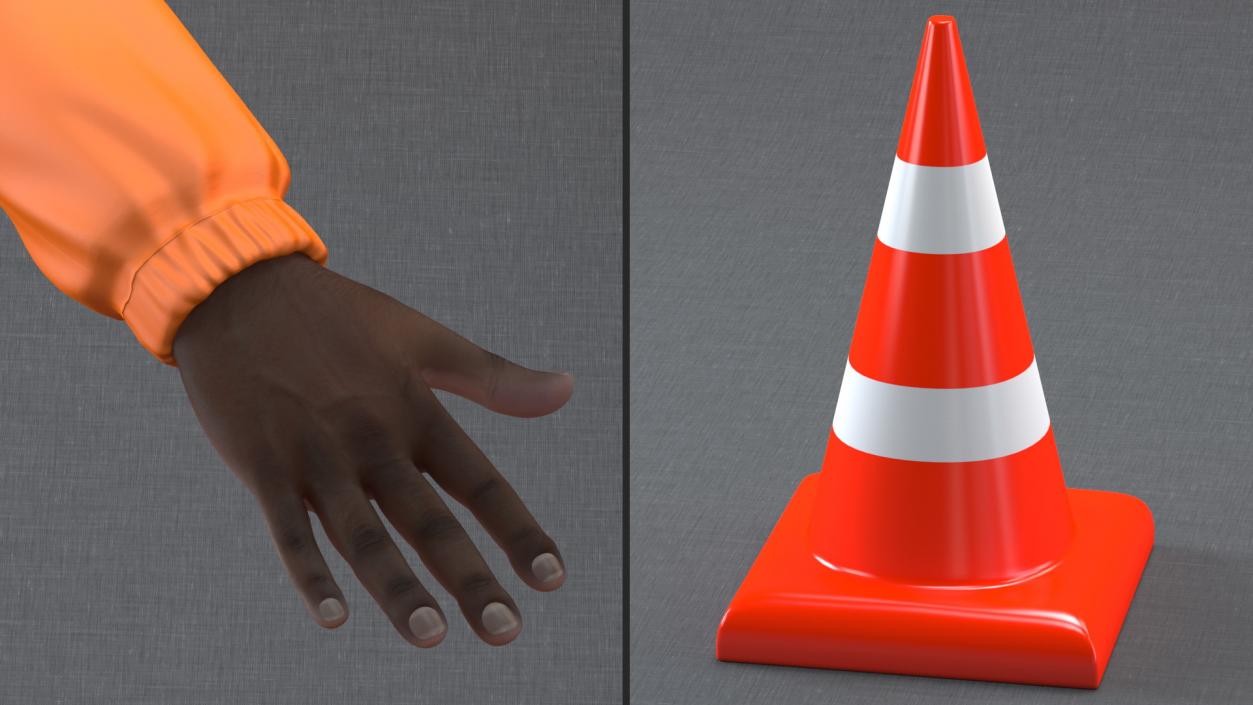 3D model African American Road Worker Rigged