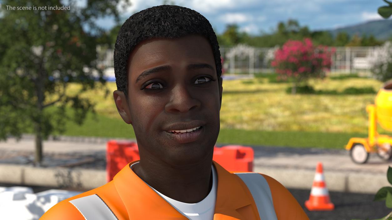 3D model African American Road Worker Rigged