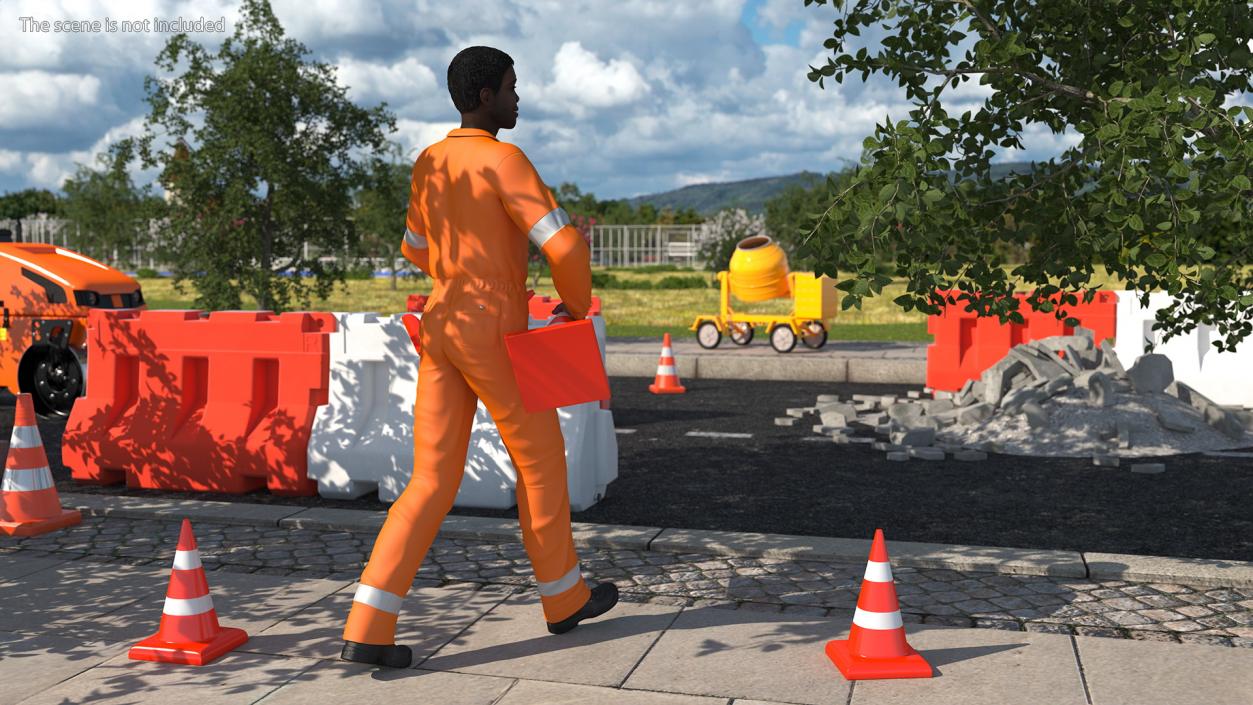 3D model African American Road Worker Rigged