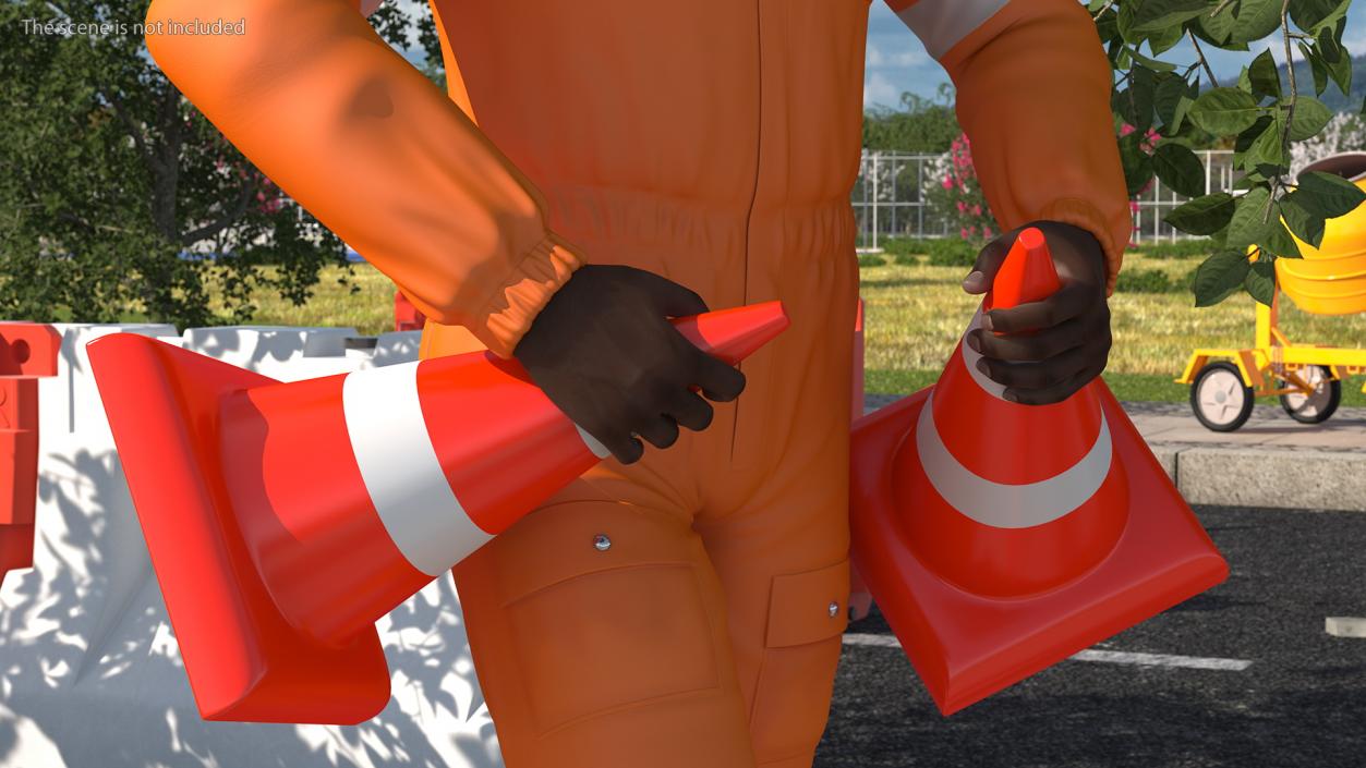 3D model African American Road Worker Rigged