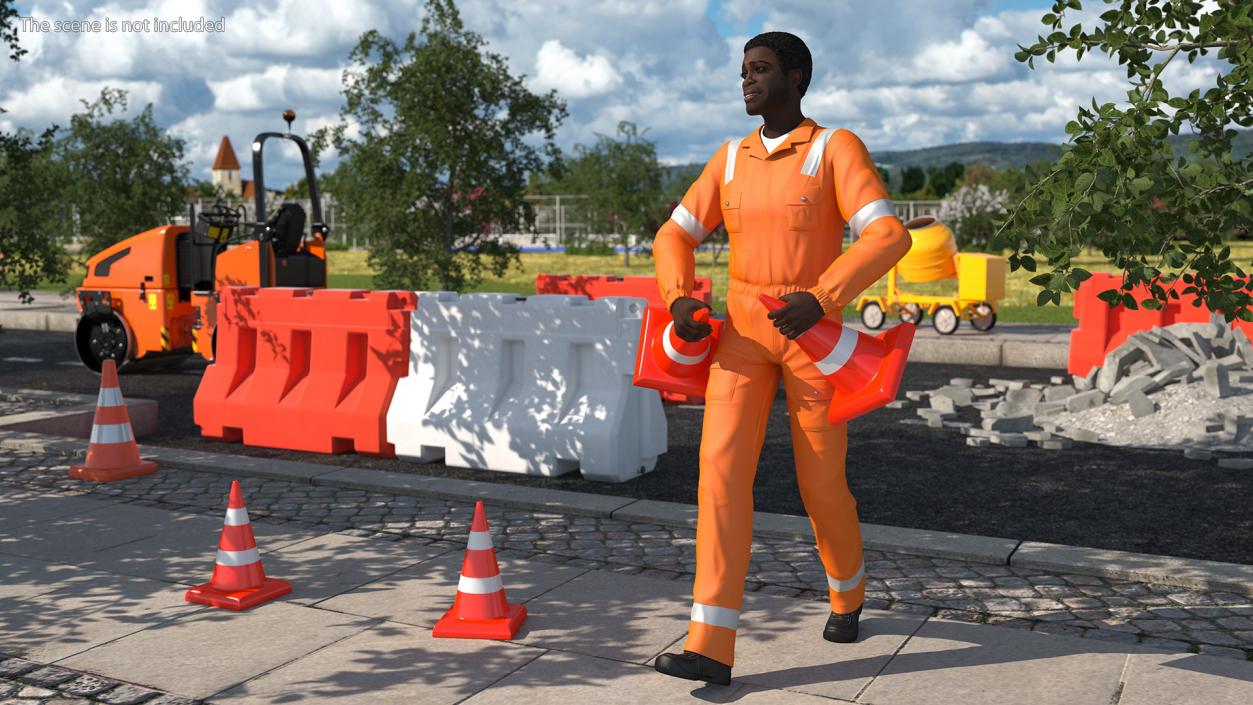 3D model African American Road Worker Rigged