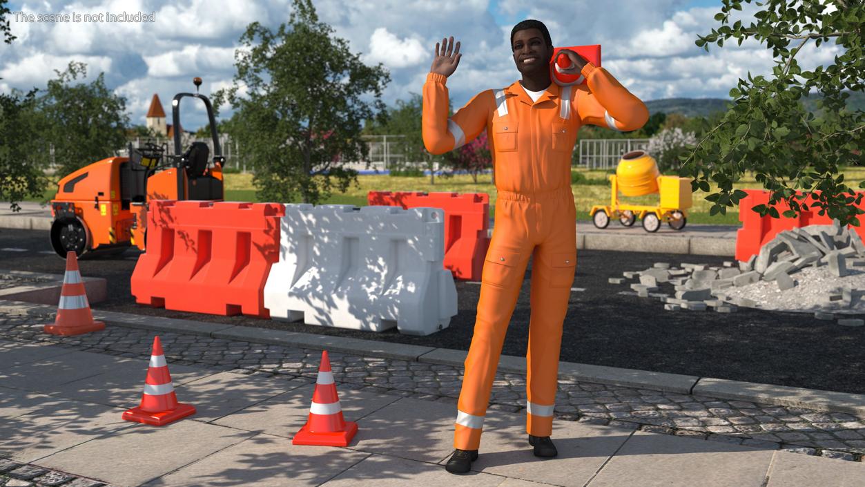 3D model African American Road Worker Rigged