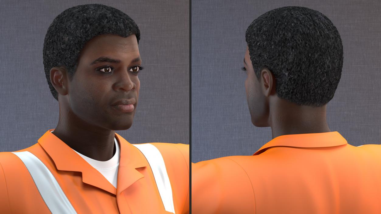 3D model African American Road Worker Rigged