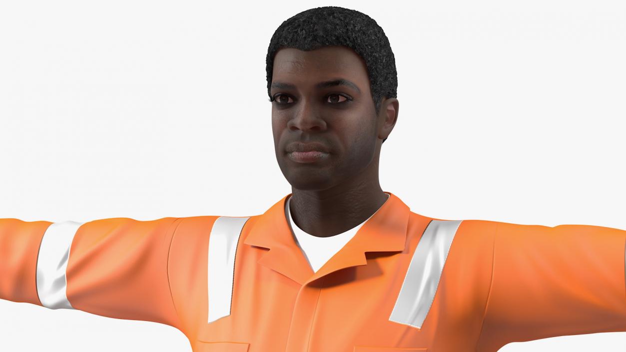 3D model African American Road Worker Rigged