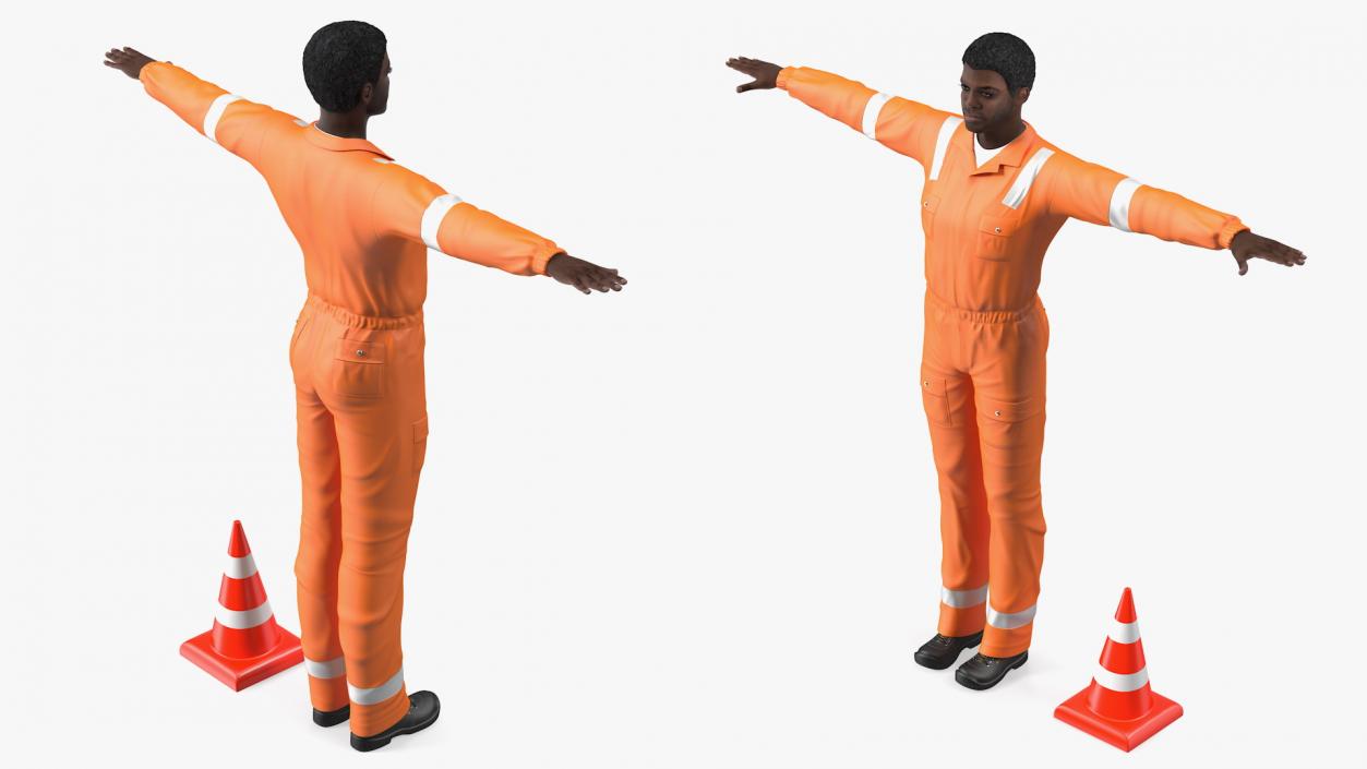 3D model African American Road Worker Rigged