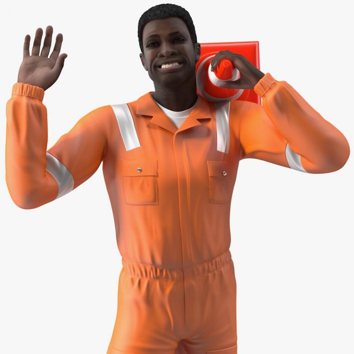 3D model African American Road Worker Rigged