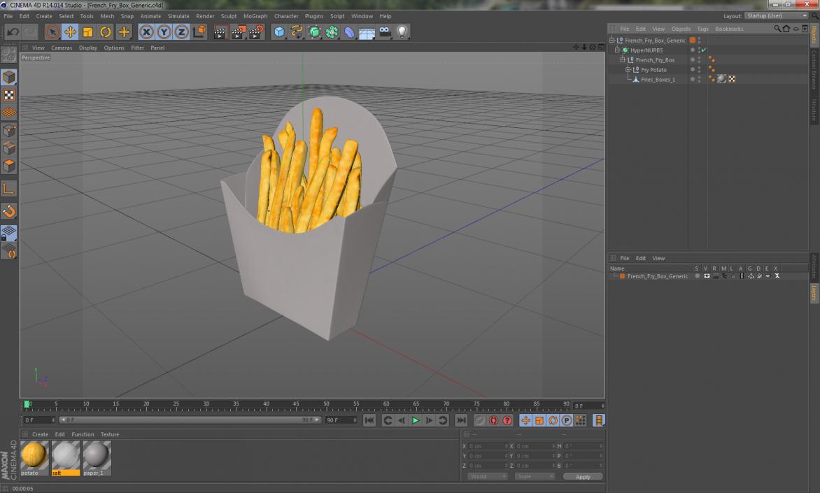 French Fry Box Generic 3D