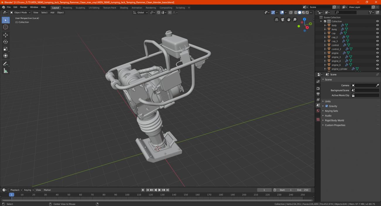 3D WEN 56040 Jumping Jack Tamping Rammer Clean model