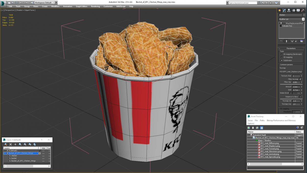 Bucket of KFC Chicken Wings 3D