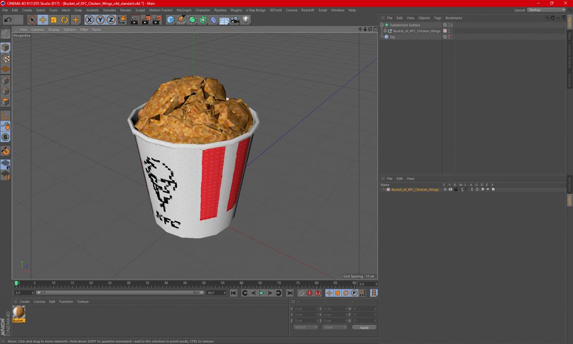 Bucket of KFC Chicken Wings 3D