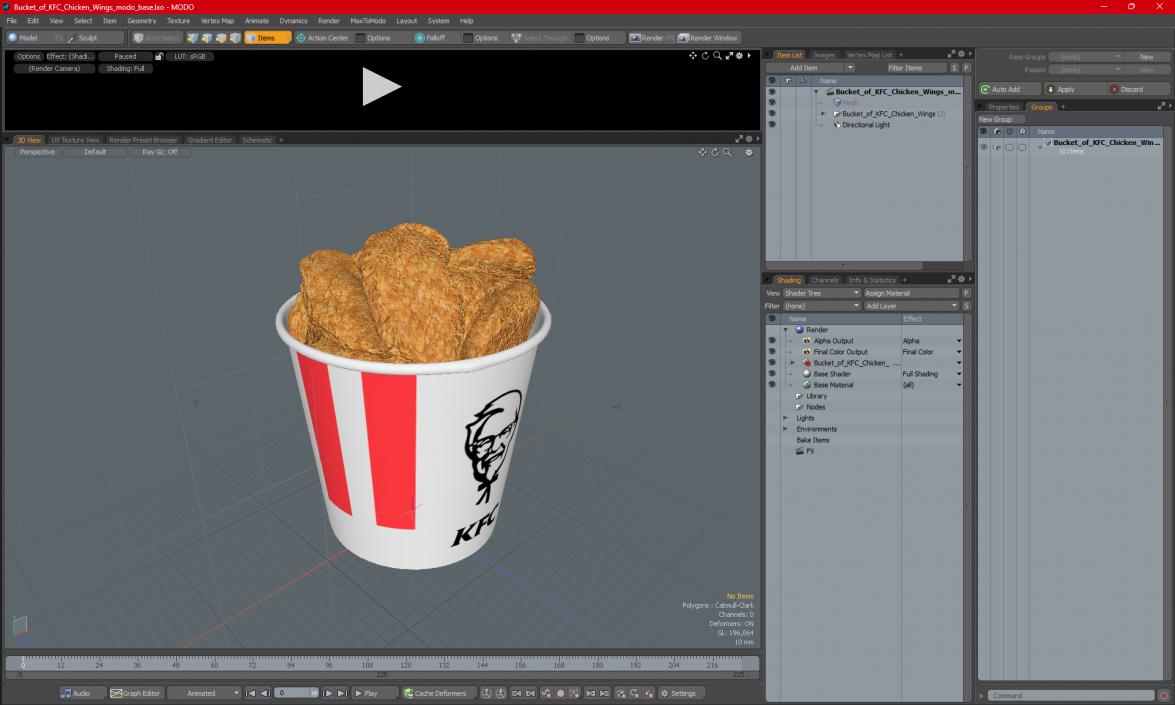 Bucket of KFC Chicken Wings 3D