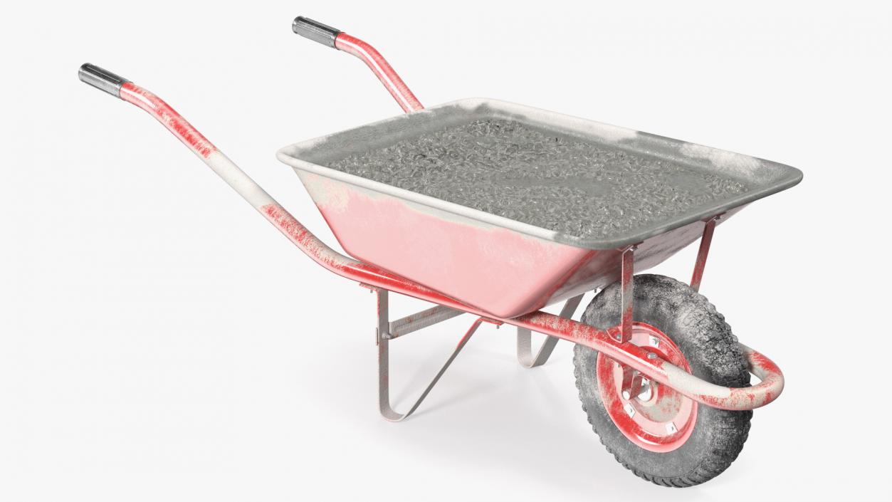 Wheelbarrow with Cement Red 3D