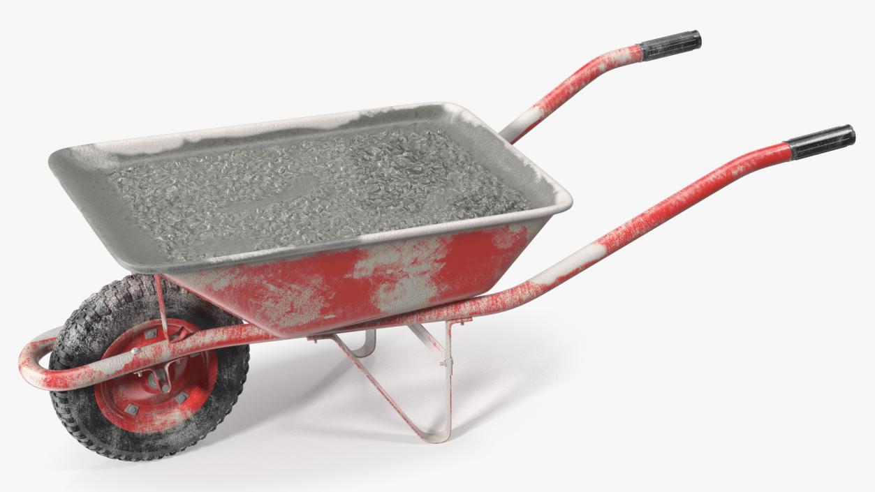 Wheelbarrow with Cement Red 3D