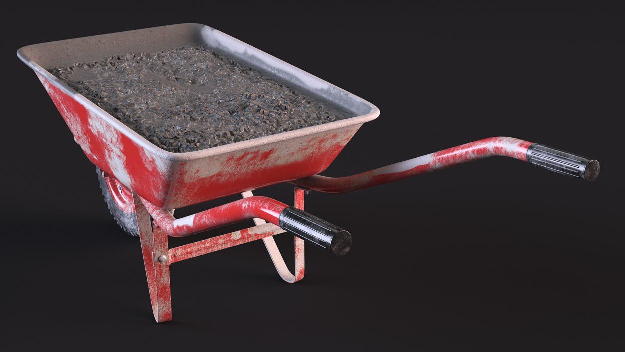 Wheelbarrow with Cement Red 3D