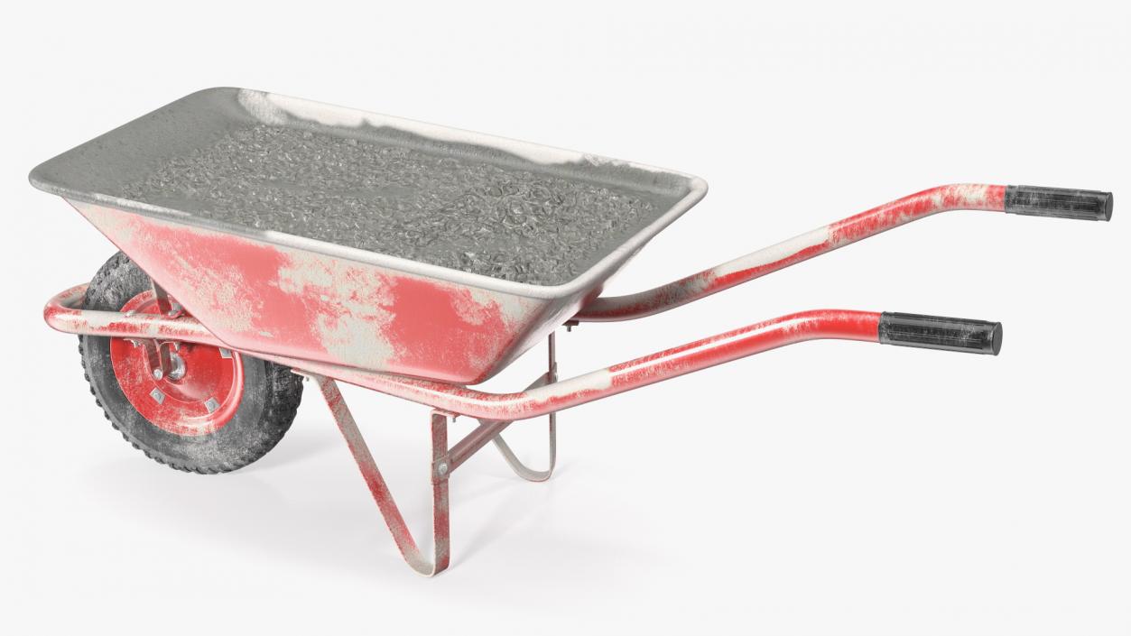 Wheelbarrow with Cement Red 3D