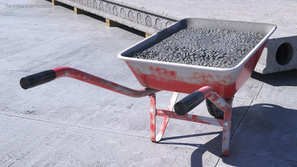 Wheelbarrow with Cement Red 3D