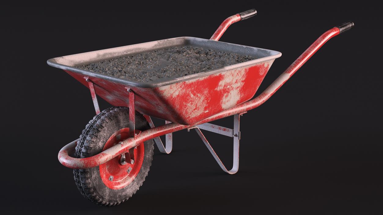 Wheelbarrow with Cement Red 3D