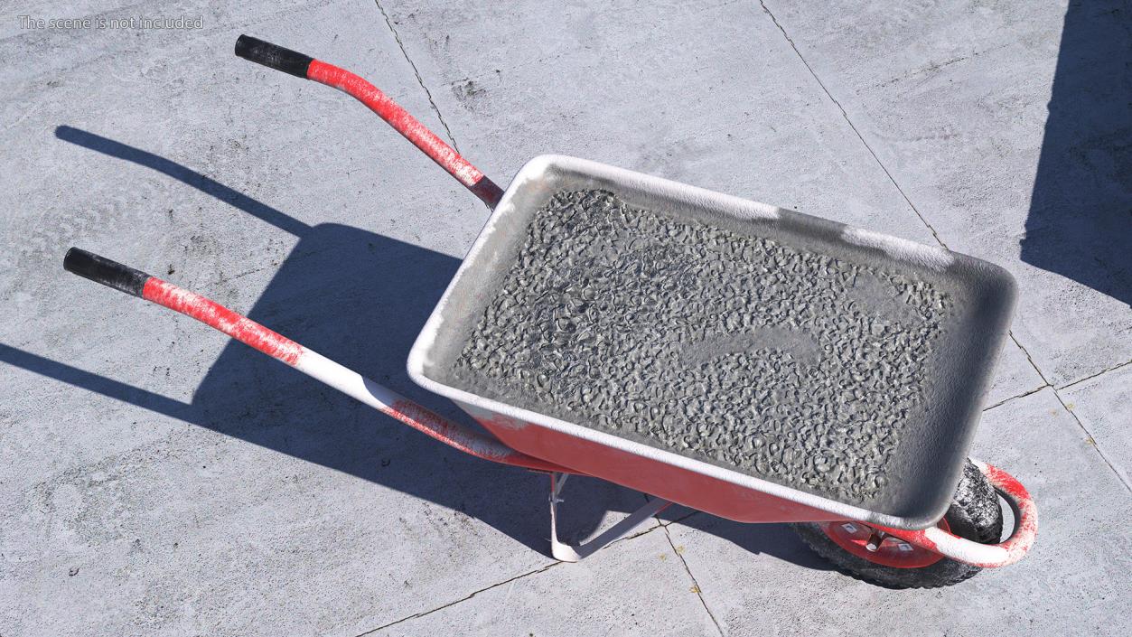 Wheelbarrow with Cement Red 3D