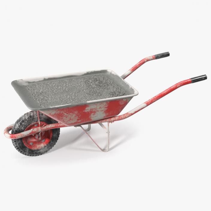 Wheelbarrow with Cement Red 3D