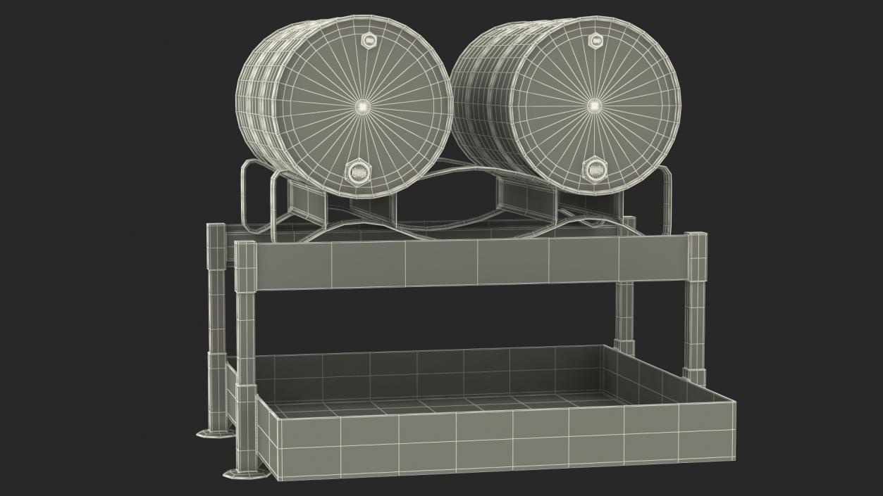 Horizontal Retention Basin with Ethanol Barrels 3D