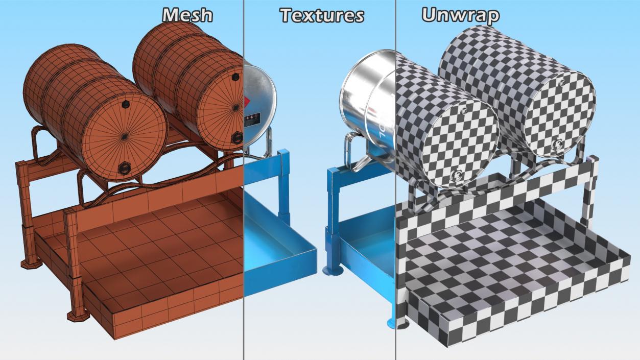 Horizontal Retention Basin with Ethanol Barrels 3D