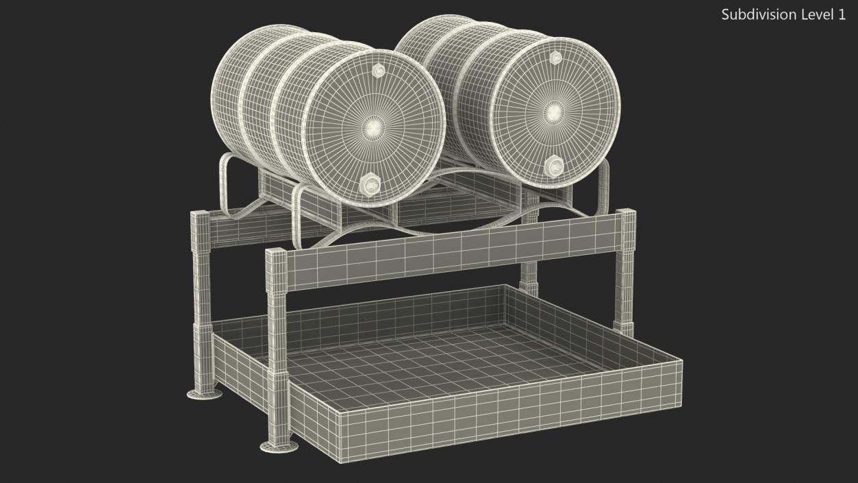 Horizontal Retention Basin with Ethanol Barrels 3D