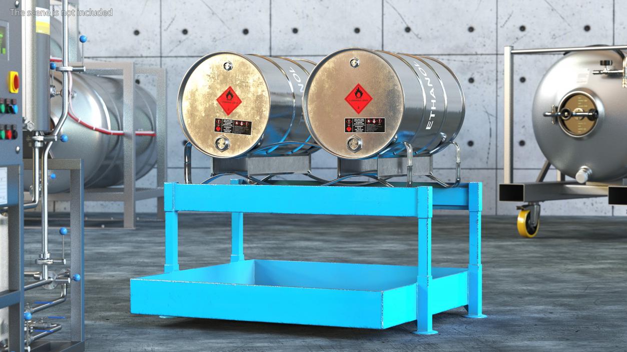 Horizontal Retention Basin with Ethanol Barrels 3D