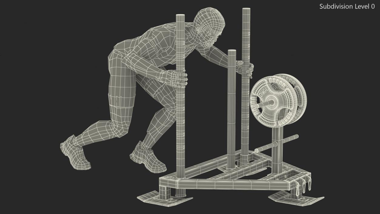 African American Athlete with Prowler Sled 3D