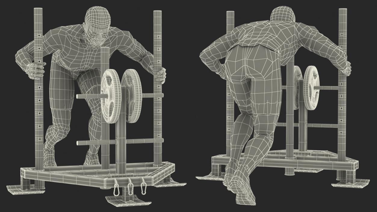 African American Athlete with Prowler Sled 3D