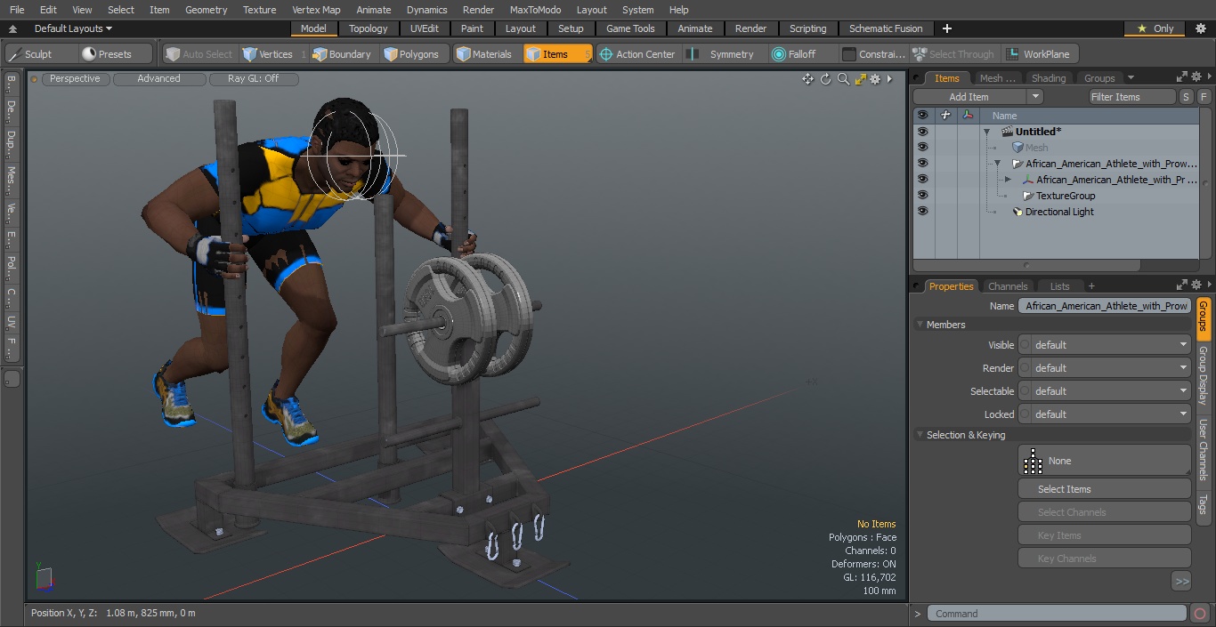 African American Athlete with Prowler Sled 3D