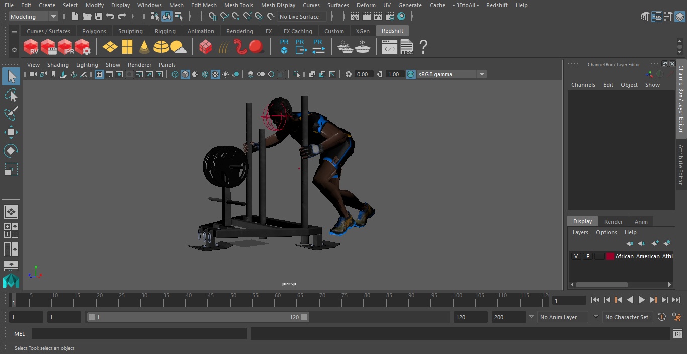 African American Athlete with Prowler Sled 3D