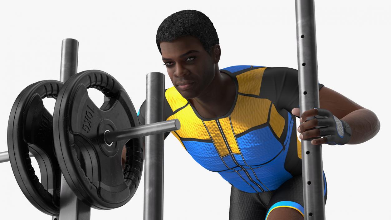 African American Athlete with Prowler Sled 3D