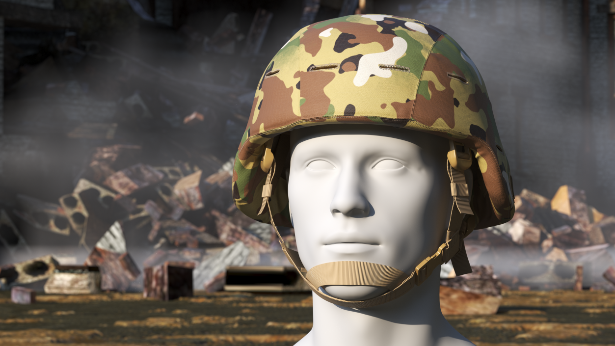 Advanced Combat Helmet Yellow Camo 3D model