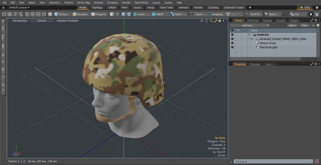 Advanced Combat Helmet Yellow Camo 3D model