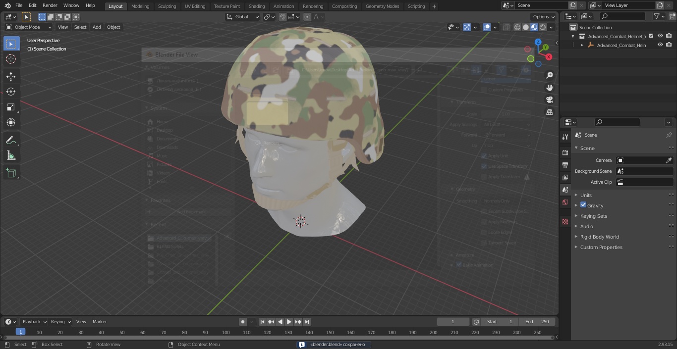 Advanced Combat Helmet Yellow Camo 3D model