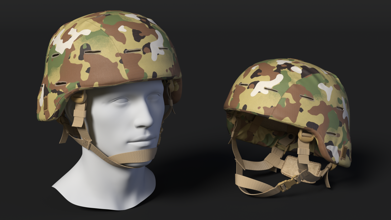 Advanced Combat Helmet Yellow Camo 3D model