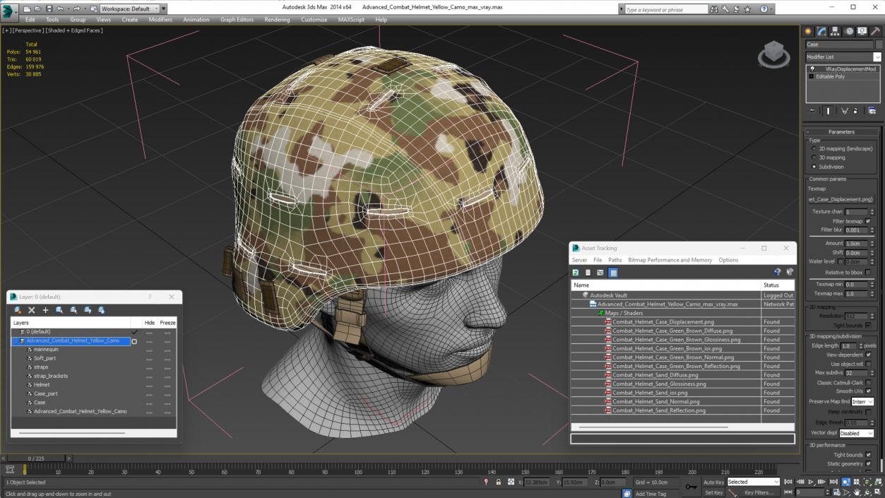 Advanced Combat Helmet Yellow Camo 3D model