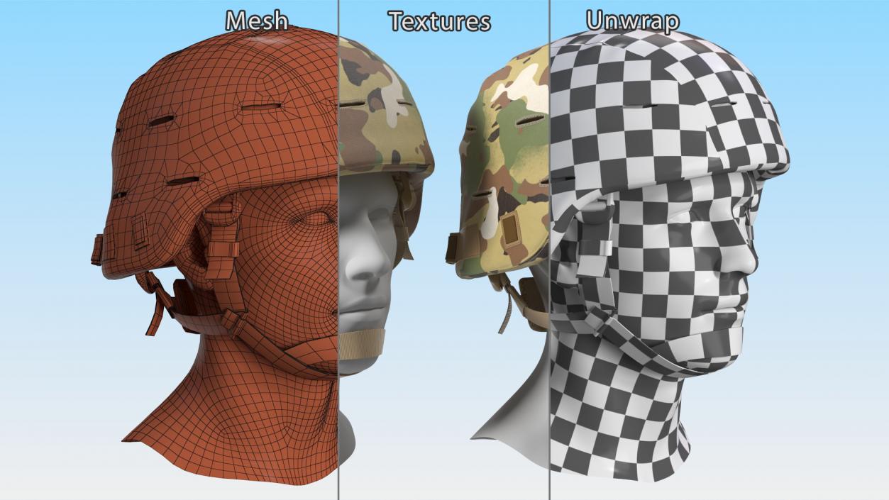 Advanced Combat Helmet Yellow Camo 3D model