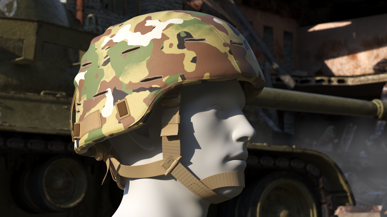 Advanced Combat Helmet Yellow Camo 3D model