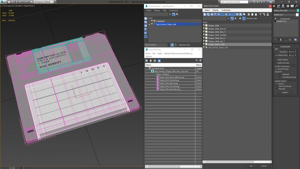 High Density Floppy Disk 3D model