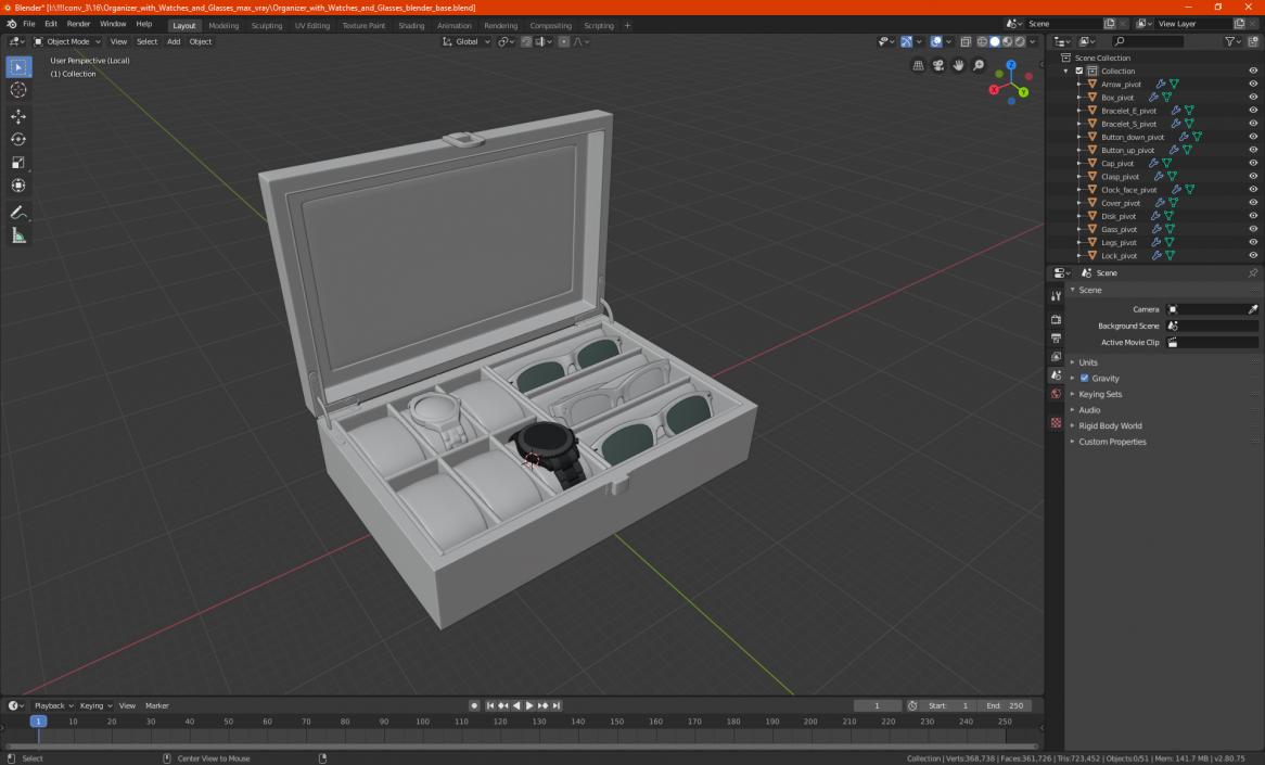 Organizer with Watches and Glasses 3D model