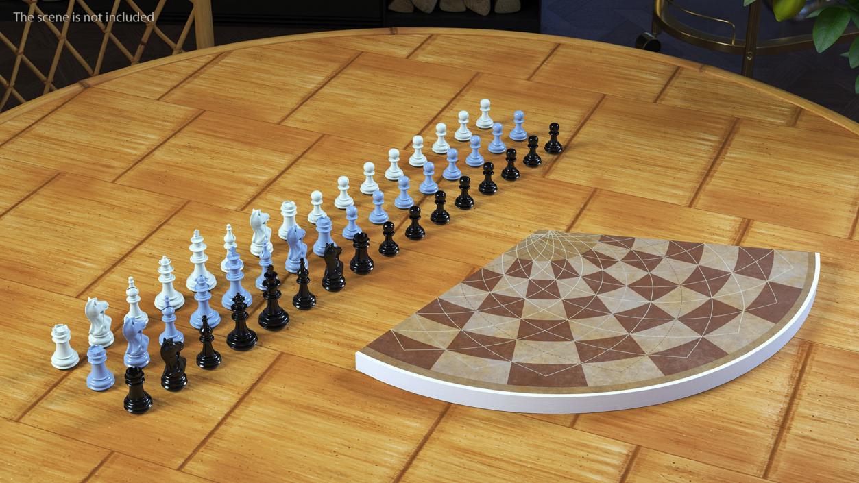 Three Player Chess Set Folded 3D model