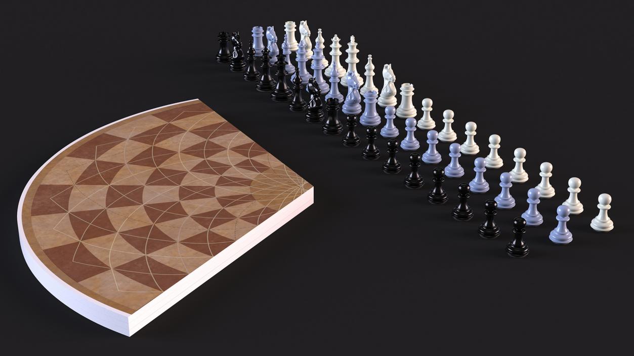 Three Player Chess Set Folded 3D model