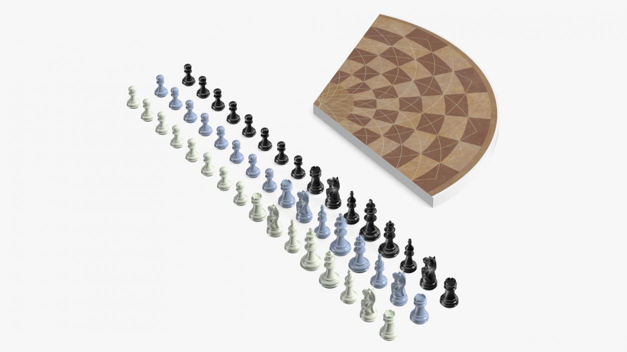 Three Player Chess Set Folded 3D model