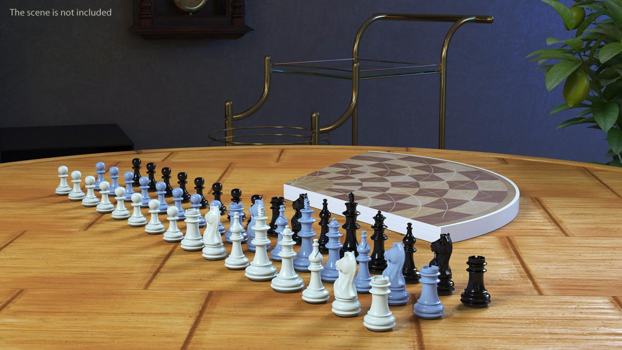 Three Player Chess Set Folded 3D model