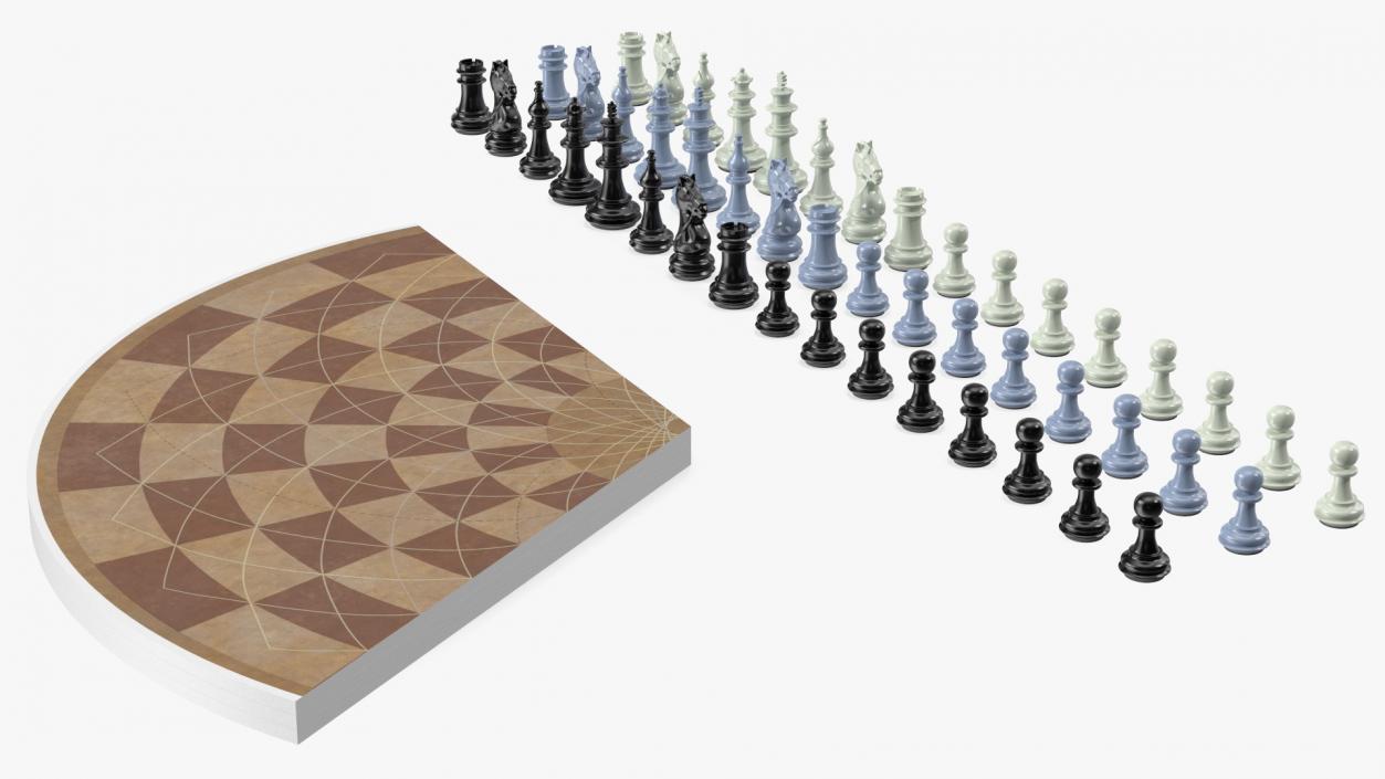 Three Player Chess Set Folded 3D model