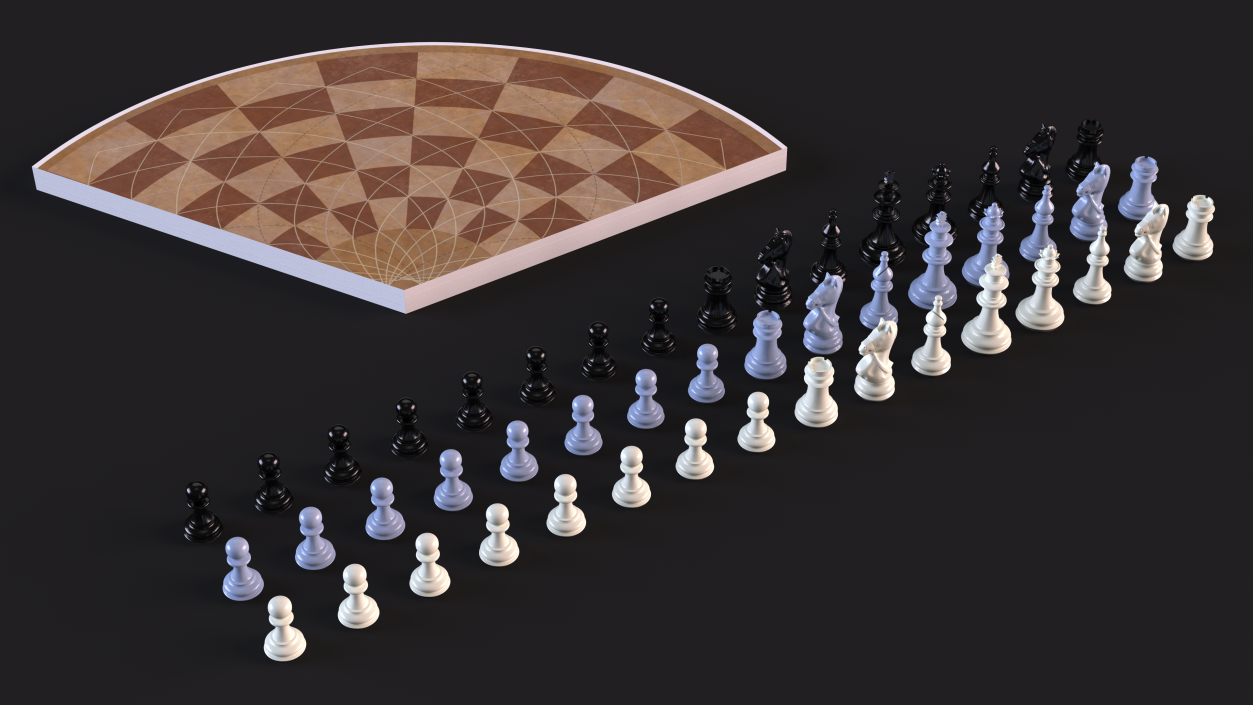 Three Player Chess Set Folded 3D model